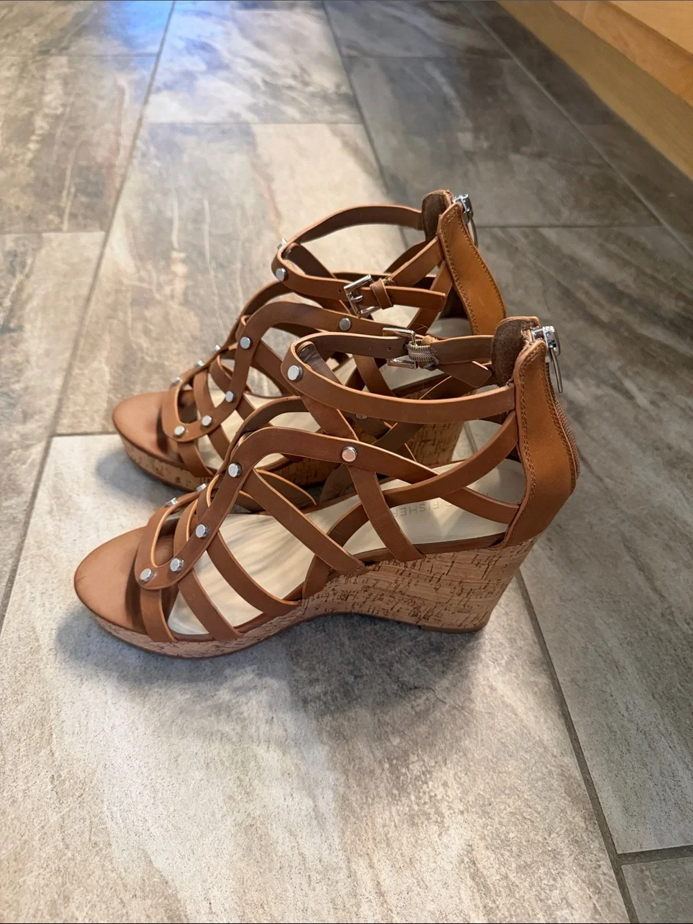 Marc Fisher Women's Strappy Studded Gladiator Sandals in Brown